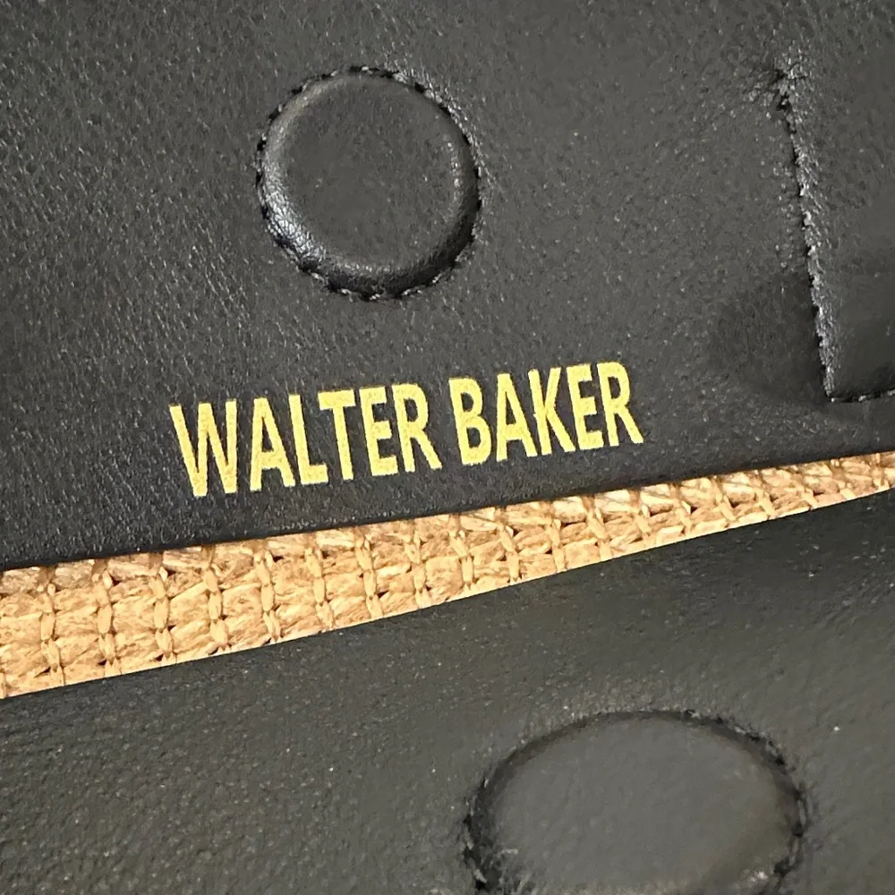 Walter Baker Delaney Woven Tote Bag Tan Black Raffia Leather Trim Boho Resort